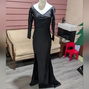 Black Shimmer Long Sleeve Mermaid Dres